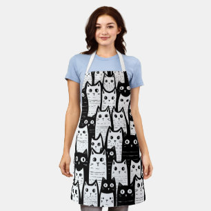 Tablier Motif minimaliste noir et blanc