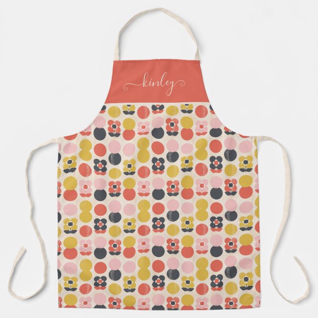 Tablier Motif moderne à fleurs du milieu du siècle (Recto)