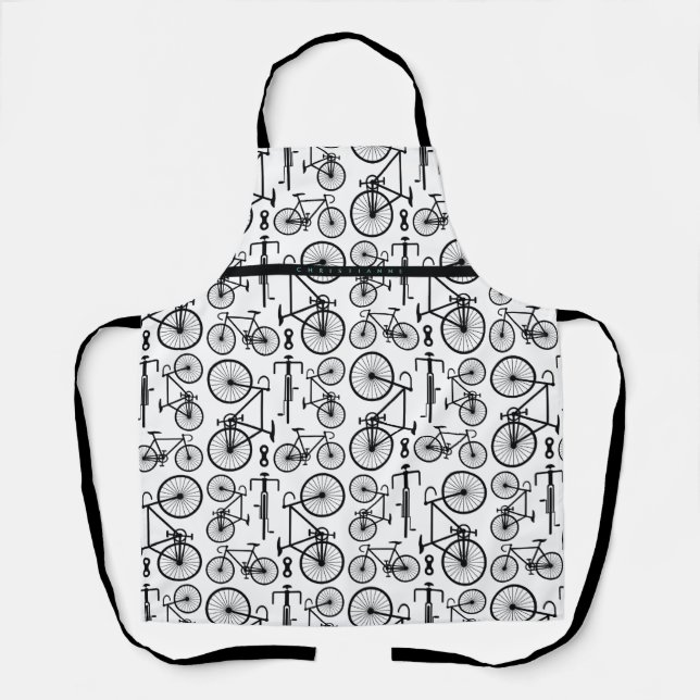 Tablier Motif moderne à vélo noir et blanc (Recto)