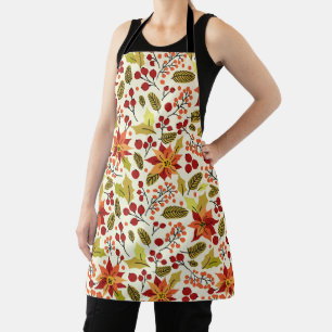 Tablier Motif moderne Festif Rouge Orange Poinsettia