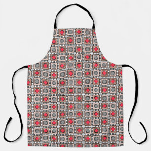 Tablier motif moderne géométrique art déco gris rouge, bei