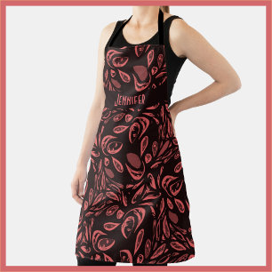 Tablier Motif moderne noir, rouge chaud