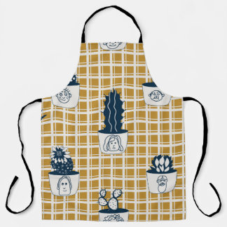 Tablier Motif moderne sans couture avec cactus en pot, mig