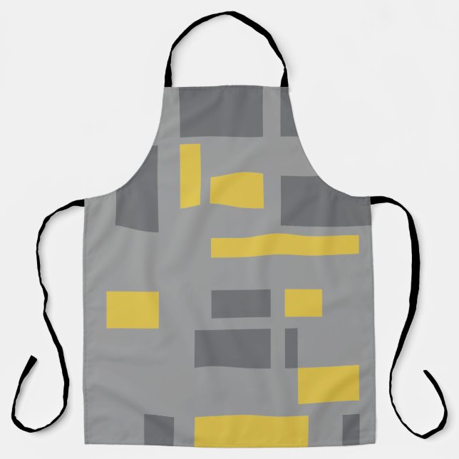Tablier Motif moderne, simple, cool géométrique jaune gris (Recto)