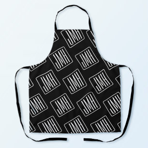 Tablier Motif monogramme moderne Noir & Blanc