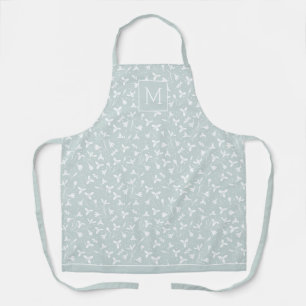 Tablier Motif Monogrammé White Snowdrop. Pastel Green