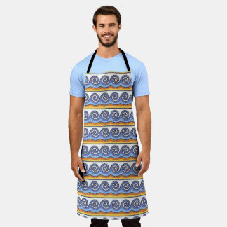 Tablier Motif mosaïque de vagues océaniques pour la cuisin