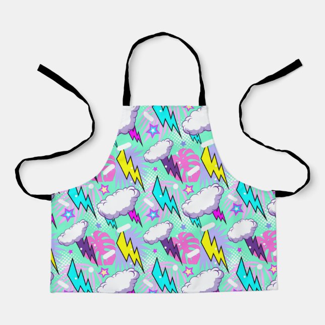Tablier Motif Neon Lightning Bolts & Stars (Recto)