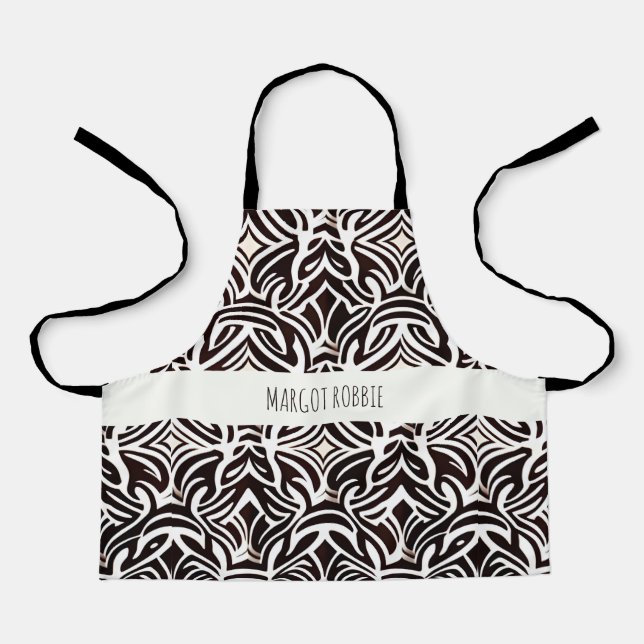 Tablier Motif noir blanc subtil de l'ornement africain (Recto)