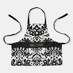 Tablier Motif noir noir Damask