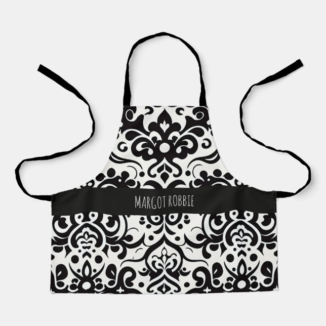 Tablier Motif noir noir Damask (Recto)