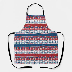 Tablier Motif norvégien rayé bleu rouge