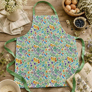 Tablier Motif Oiseaux, Papillons & Fleurs Sauvages