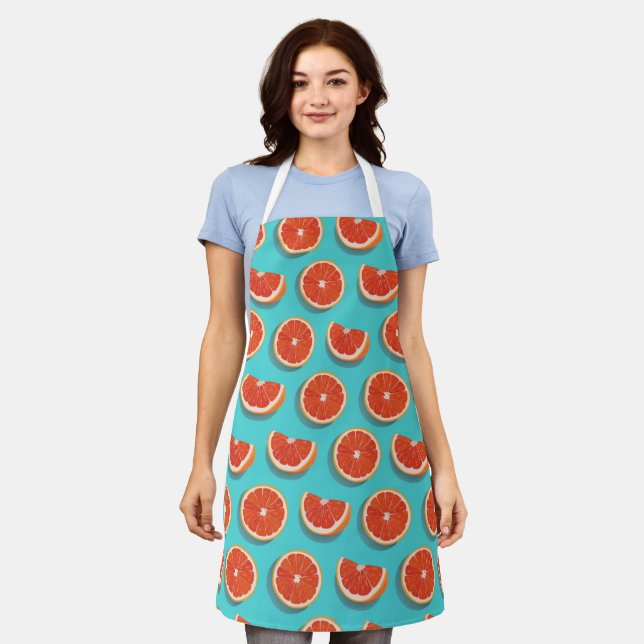 Tablier Motif orange juteux doux (Porté)