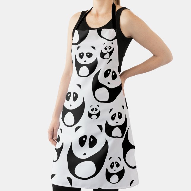 Tablier Motif Panda noir et blanc Kawaii (Insitu)