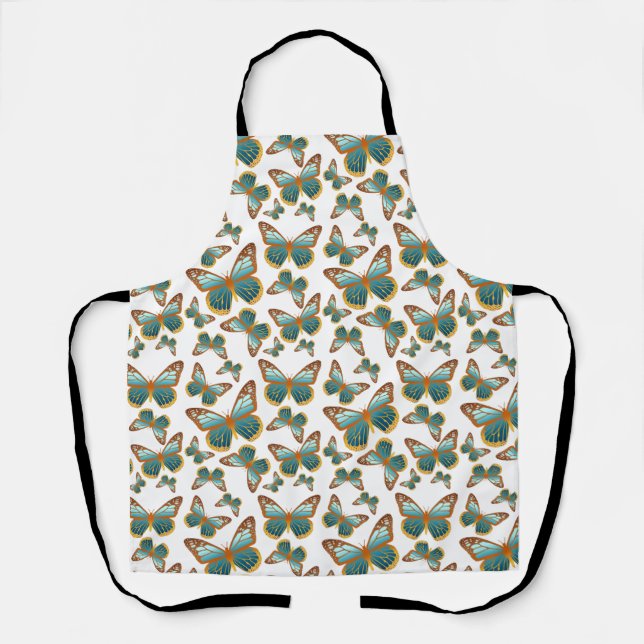 Tablier Motif papillon bleu dégradé (Recto)