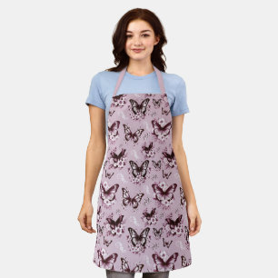 Tablier Motif Papillon Rose