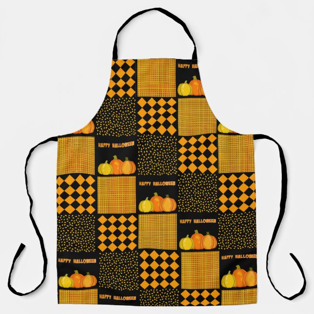 Tablier Motif Patchwork Citrouille Halloween (Recto)