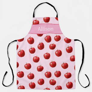 Tablier Motif personnalisé à l'aquarelle de pomme rouge