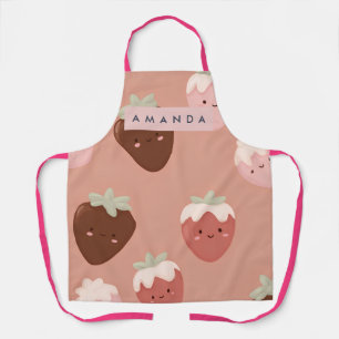 Tablier Motif personnalisé de fraise au chocolat Kawaii