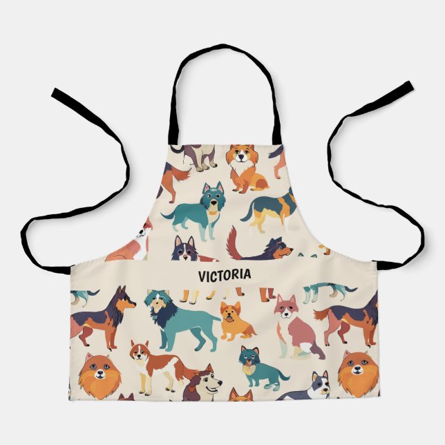 Tablier Motif personnalisé de l'aquarelle Chiens (Recto)