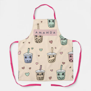 Tablier Motif personnalisé de thé aux perles mignon