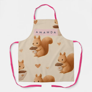 Tablier Motif personnalisé d'écureuil et de gland adorable