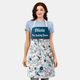 Tablier motif personnalisé fleurs d'aquarelle