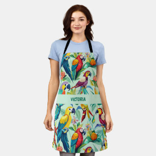 Tablier Motif personnalisé Parrots Watercolor