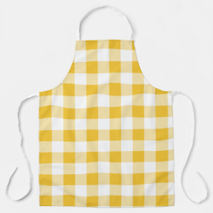 Tablier Motif Plaid à buffle jaune et blanc