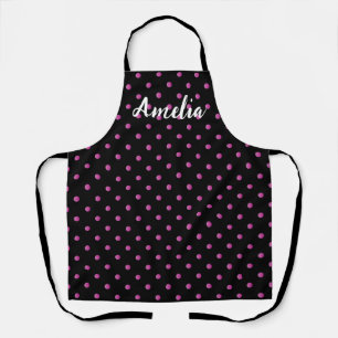 Tablier motif pois rose