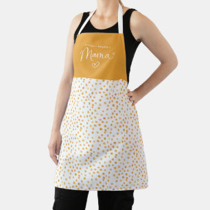 Tablier Motif Polka Jaune Or Personnalisé Mama