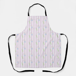 Tablier Motif rayé pastel rose esthétique avec fleurs