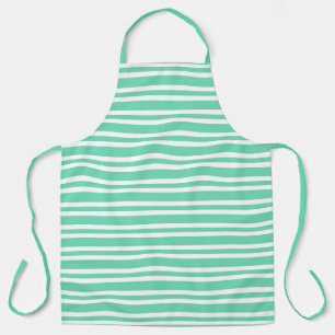 Tablier Motif Rayures Blanches Aquamarine