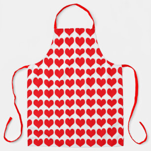 Tablier Motif Red White Hearts