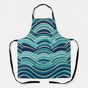 Tablier Motif Répétitif de Vagues Océaniques Géométriques 