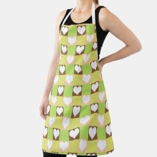 Tablier Motif Rétro à Damier en Forme de Cœur