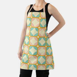Tablier Motif rétro continu avec des carrés arrondis