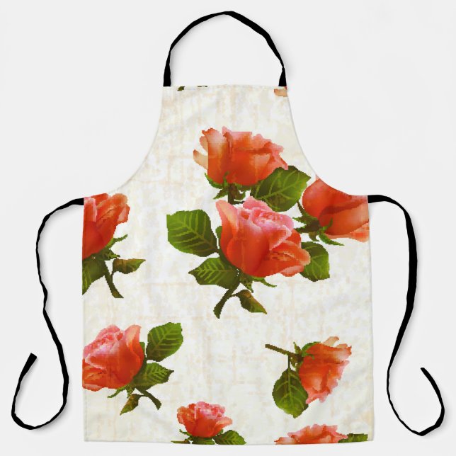 Tablier motif rose, arrière - plan vintage. (Recto)