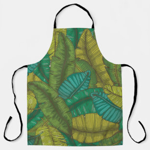 Tablier Motif sans couture à main avec feuilles à banane /