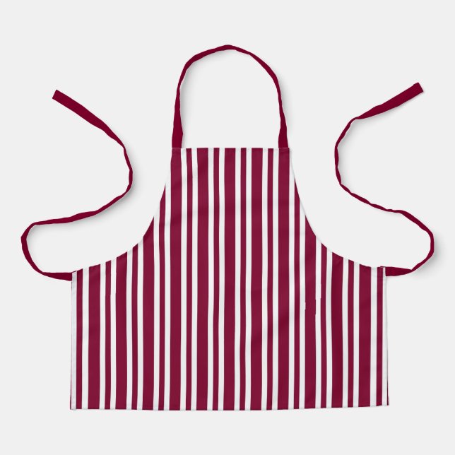 Tablier Motif sans couture à rayures blanches et burgundy (Recto)
