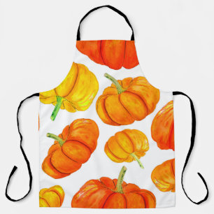 Tablier Motif sans couture avec aquarelle dessinée orange