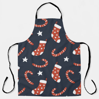 Tablier Motif sans couture avec chaussettes de noël, sucre