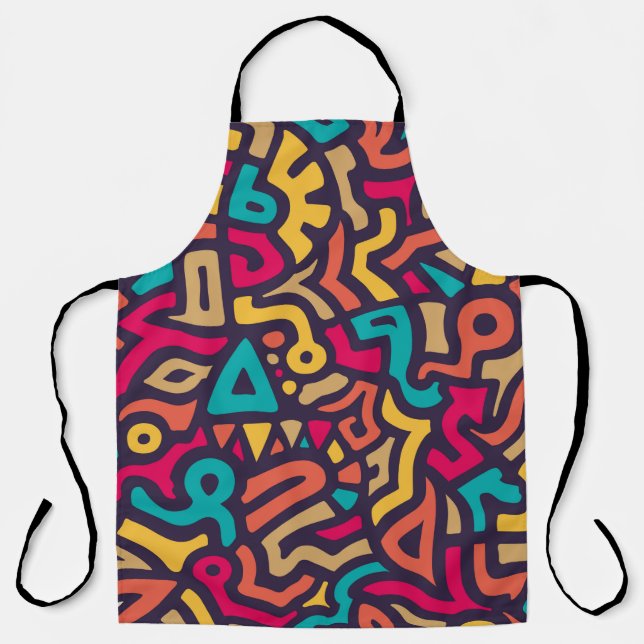 Tablier Motif sans couture avec des formes courbes de graf (Recto)