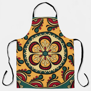Tablier Motif sans couture avec des ornements circulaires 