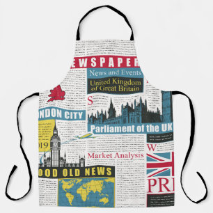 Tablier motif sans couture avec journal britannique ou lo