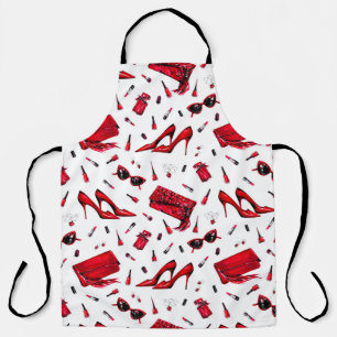 Tablier Motif sans couture avec les petites choses en roug