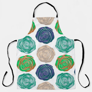 Tablier Motif sans couture beige, verte et violette. 