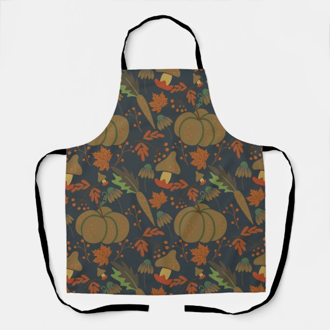 Tablier Motif sans couture Citrouille et carotte arrière - (Recto)