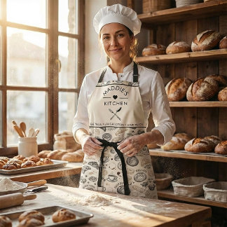 Tablier Motif sans couture de boulangerie de petit-déjeune